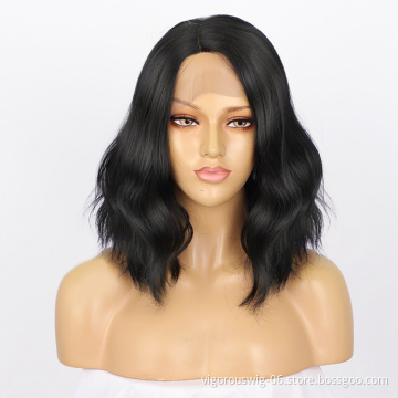 Pre Plucked Glueless Cosplay Hot Selling Bob High Temperature Heat Resistant Curly Under $20 Synthetic Hair Lace Front Wigs